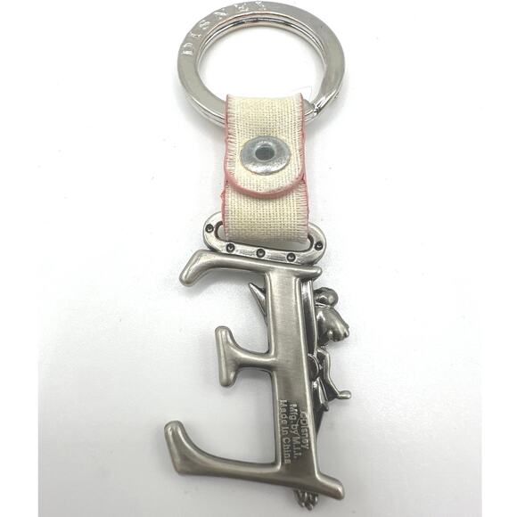 Tinker Bell Pewter Letter Keychain with Strap - Initial letter E. - Picture 2 of 6